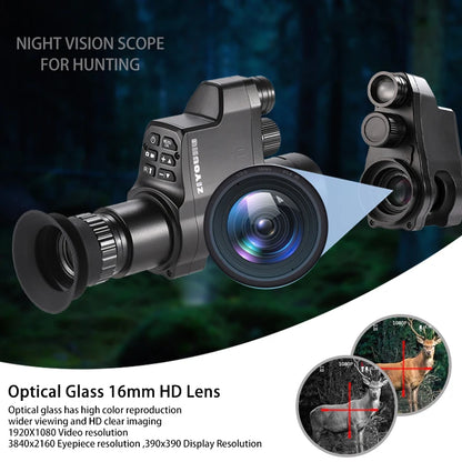 NV4A Infrared Night Vision Monocular Device Round Screen Crosshair 4X Zoom HD Video Camera Attach Night Hunting IR Digital Scope