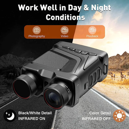 New HD Video Digital Night Vision Goggles Infrared IR Camera Binoculars Scope Red Laser Dot Search Observed Target for Hunting