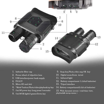 IR Camera 4″ Large Viewing Screen Photo Video Recording from 400m/1300ft Digital Infrared Night Vision Hunting Binoculars NV400B