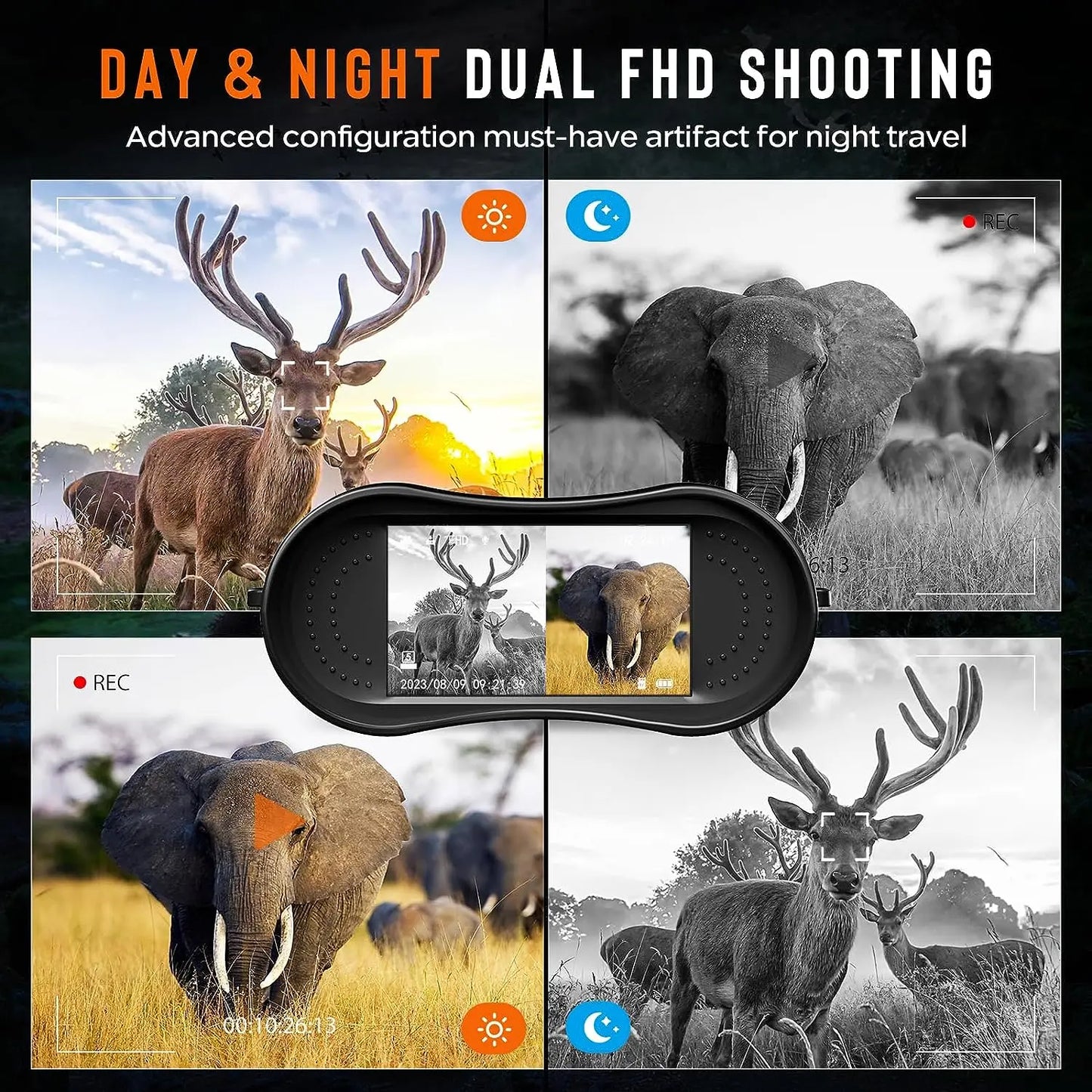 3.2” HD Screen 8X Zoom Save Photo Video for Camping Hunting Security Infrared Digital Night Vision Binoculars with 32G TF Card