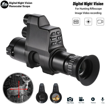 NV4A Infrared Night Vision Monocular Device Round Screen Crosshair 4X Zoom HD Video Camera Attach Night Hunting IR Digital Scope
