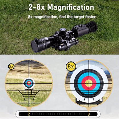 NV003 Night Vision Scope Infrared Monocular with Crosshair for Hunting HD Video Camera Round Screen Day Night Digital Sight