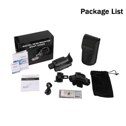 IR Head Mounted Night Vision Helmet Monocular Digital 1080P HD Video Camera Large Field of View for Hunting Day Night Dual Use